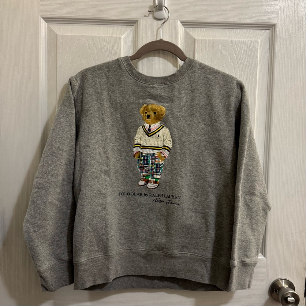 Polo Bear by Ralph Lauren Gray Crewneck Fleece Sweater